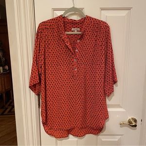 Flynn Skye Orange + Black Floral Short Sleeve Relaxed Blouse 2